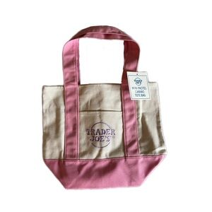 Pink and Cream Trader Joe’s Canvas Tote Bag